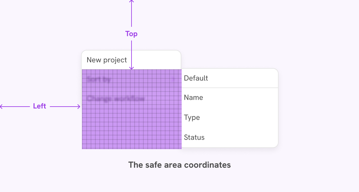 Highlighting the distance from the top and bottom of the safe triangle element to the viewport.