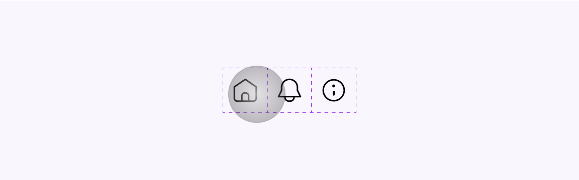 A figure that shows a touch input source and how it's larger than the target item.