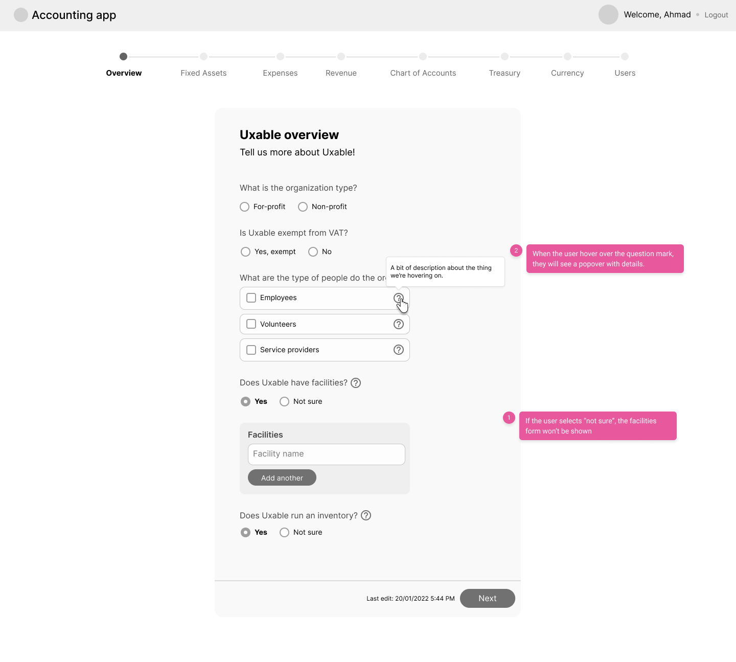 Overview wireframe